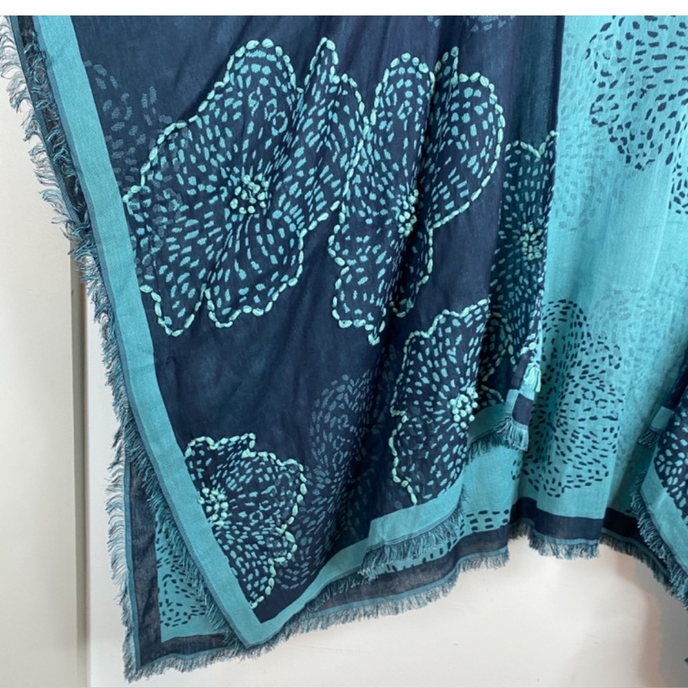 Jjill Women’s Kimono Poncho in Teal Floral Print| Size: S-L - Picture 3 of 7